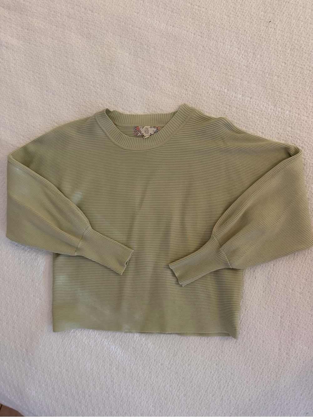 Ribbed Crewneck Sweater in Sage Green